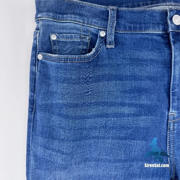 1231 7 For All Mankind Tailorless Dojo Jeans - Size 32 - Blue - Picture 2 of 16